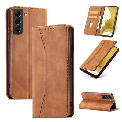12. Magnet Fancy Case for Samsung Galaxy S23+ flip cover wallet stand brown