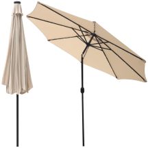 GARDEN UMBRELLA WITH LED LIGHTING 300 CM BEIGE