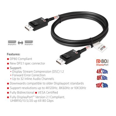 5. CLUB3D CAC-1091 DisplayPort Cable 1.2m Black