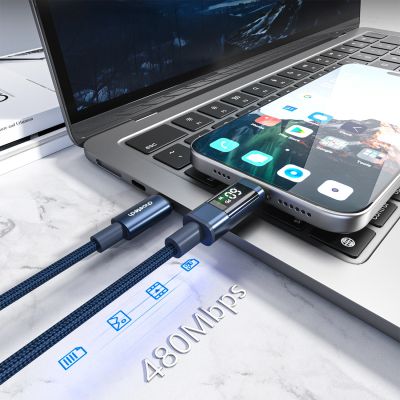 7. PD60W USB-C to USB-C Digital Display 1.2m Nylon Cable - blue