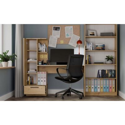 8. COSMO OAK ARTISAN Desk + Shelf Set