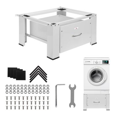11. Maclean Washer/Dryer Stand with Drawer, Max Load 150kg, White, MC-117 W