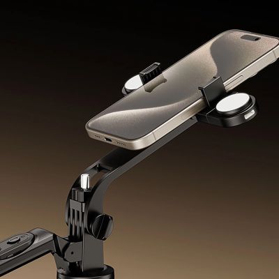 13. Selfie stick WH181D-Y1S 1.75m aluminum alloy telescopic tripod with dual lamp and phone holder - black