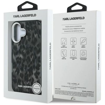 8. Karl Lagerfeld IML Leopard Pattern MagSafe Case for iPhone 16 - Black