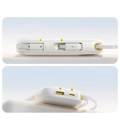 8. Baseus EnerFill FC31 20000mAh 45W Power Bank with Digital Display with 2 Built-in USB-C Cables - White