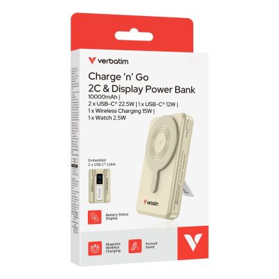 4. Verbatim 32274 Power Bank Lithium Polymer (LiPo) 10000 mAh Wireless Charging Gold