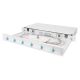 3. FO patch panel with equipment 19'' 1U, 6x LC dx, OM3, pigtails, adapters, trays, sliding, gray