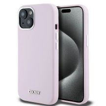 DKNY Liquid Silicone Small Metal Logo MagSafe Case for iPhone 15 / 14 / 13 - Pink