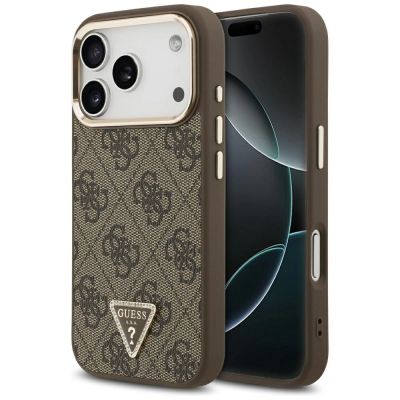 Guess 4G Triangle Logo MagSafe Case for iPhone 17 Pro - Brown and Gold
