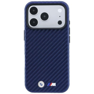 3. BMW M Carbon Metal Logo MagSafe Case for iPhone 17 Pro Max / 18 Pro Max - Navy Blue