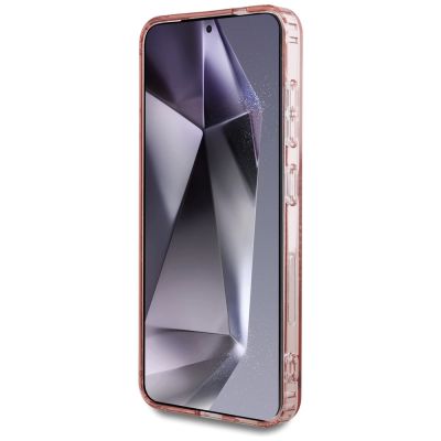 5. Guess Rhinestones Printed Classic Logo MagSafe Samsung Galaxy S25 Case Pink