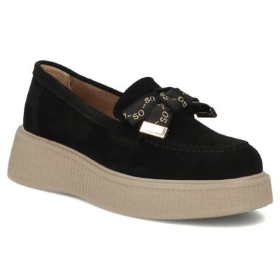 Women's leather suede platform shoes, black Filippo DP8293