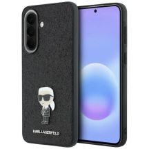 Karl Lagerfeld Fixed Glitter Ikonik Logo Metal Pin Case for Samsung Galaxy A57 5G - Black