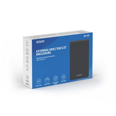3. SAVIO EXTERNAL CASE FOR 2.5" HDD/SDD, USB 3.0, AK-65