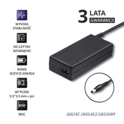 4. Qoltec 50089.90W power supply for Samsung notebook (19 V; 4.74 A; 90W; 5.5 mm x 3.5 mm)