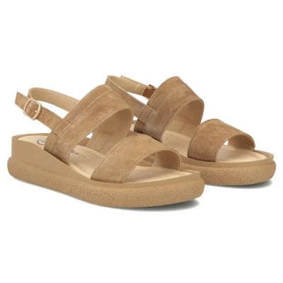 4. Women's leather wedge sandals camel Filippo DS7746
