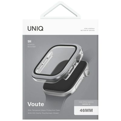 5. Uniq Voute tempered glass case for Apple Watch 10 46 mm - silver