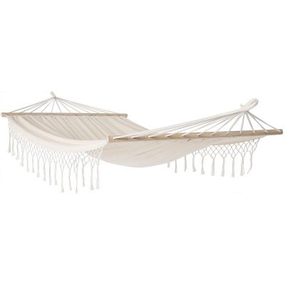 15. GARDEN HAMMOCK FOR 1 PERSON 200X100CM WITH SPREADER BAR AND FRINGE MIAMI ECRU