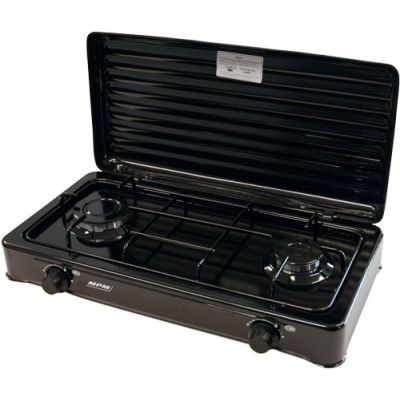 Tourist gas stove 2-burner / black MPM SMILE-KN-02/1KB