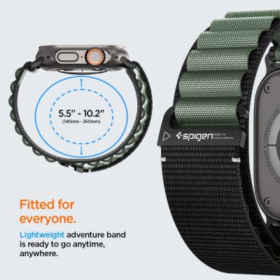 12. Strap Spigen WBF1 Strap for Apple Watch 44 / 45 / 46 / 49 mm - Black and Green