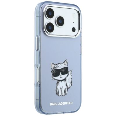 4. Karl Lagerfeld IML Choupette Body Sketch Print MagSafe Case for iPhone 17 Pro / 18 Pro - Light Blue