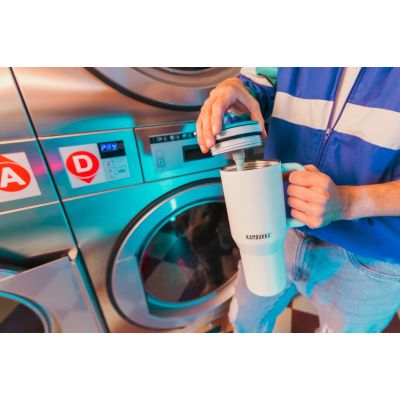 9. Kambukka Rio Tumbler 950ml Frosty Coconut Thermo Mug with Telescopic Straw