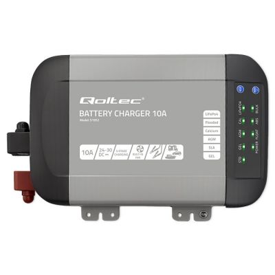 11. Qoltec Intelligent Monolith Charger for LiFePO4 AGM GEL SLA Batteries | 10A | 24V