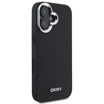 4. DKNY Plain Silver Logo MagSafe iPhone 16 Case - Black