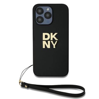 2. DKNY Wrist Strap Stock Logo case for iPhone 15 Pro Max - black