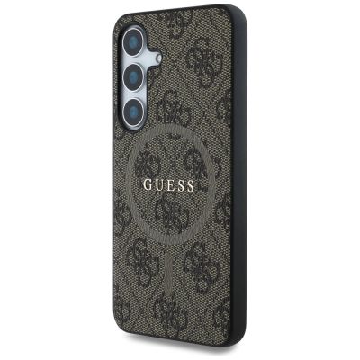 2. Guess Leather 4G Colored Ring Classic Logo MagSafe Samsung Galaxy S25 case brown