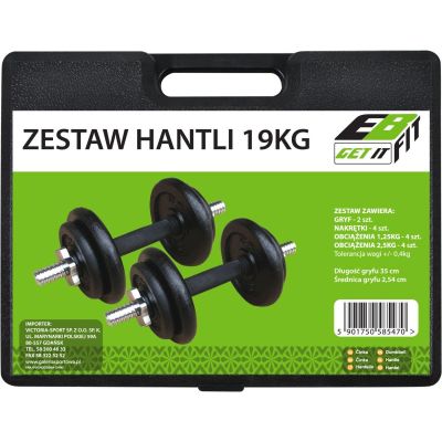 22. CAST IRON DUMBBELL 19 KG (2x9.5 KG) ENERO FIT CASE