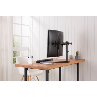 24. DIGITUS DOUBLE DESK STAND 2XLCD MAX. 32" MAX. 2X 8KG TILT-SWIVEL QUICK-RELEASE DA-90401