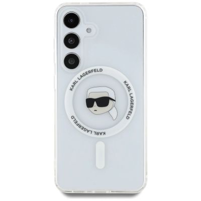 3. Case Karl Lagerfeld Button Karl Head Printed Logo MagSafe Samsung Galaxy S25 white