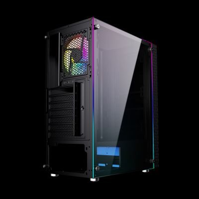 5. GEMBIRD FORNAX 2500 MIDI-TOWER CASE (1X USB 3.0, 2X USB 2.0, HD AUDIO, GLASS SIDE PANEL) BLACK