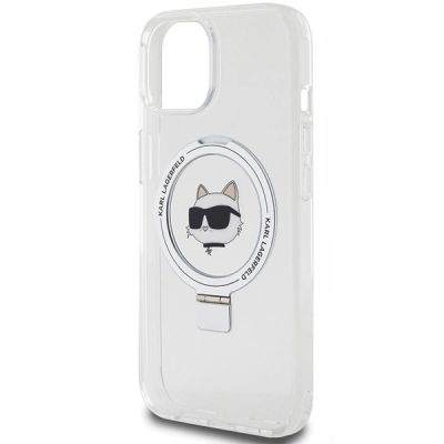 6. Karl Lagerfeld KLHMP15SHMRSCHH iPhone 15 6.1" white/white hardcase Ring Stand Choupette Head MagSafe