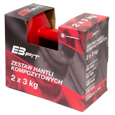 5. EB FIT composite dumbbell set 2x3kg red 1027036