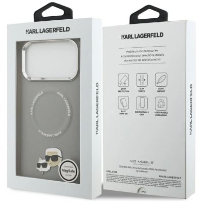 8. Karl Lagerfeld Karl & Choupette Pins MagSafe Case for iPhone 17 Pro - Gray