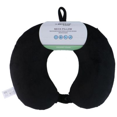 4. DUNLOP BLACK FOAM TRAVEL PILLOW