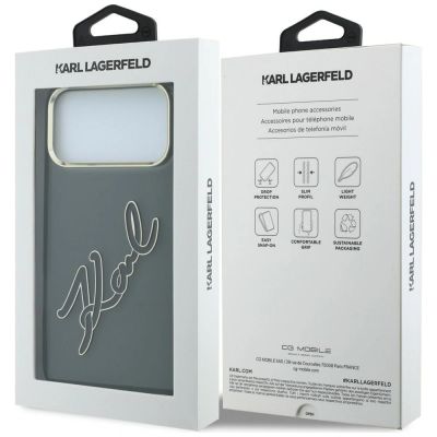 8. Karl Lagerfeld IML Big Signature Resin Metal Frame Case for iPhone 18 Pro Max / 17 Pro Max - Black