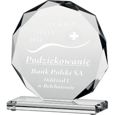6. Engraved glass trophy H19 cm
