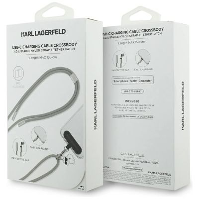 4. Karl Lagerfeld CBDY Choupette Charm USB-C Cable / USB-C Lanyard - Gray
