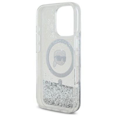 7. Karl Lagerfeld Liquid Glitter Karl Head Magsafe Case for iPhone 16 Pro - Clear
