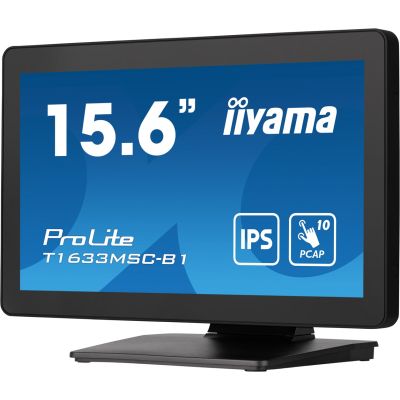 23. Monitor IIYAMA T1633MSC-B1 15.6inch PCAP Full HD Bezel Free Front 10P Touch 385cd/m2 HDMI DP USB Interface HUB 2x2.0 Speakers