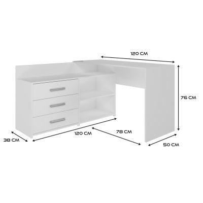 4. Corner desk + chest of drawers DANY 120x50xH76 white