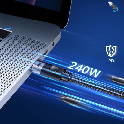 6. Orico CW240 USB-C to USB-C PD 240W 20Gb/s 0.5m Angled Cable - Black