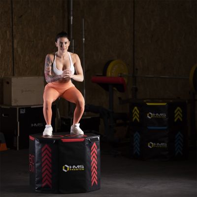 10. Set of three HMS Premium octagonal plyometric boxes PYOBS01