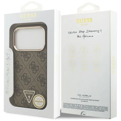 8. Guess 4G Triangle Logo MagSafe Case for iPhone 17 Pro - Brown and Gold