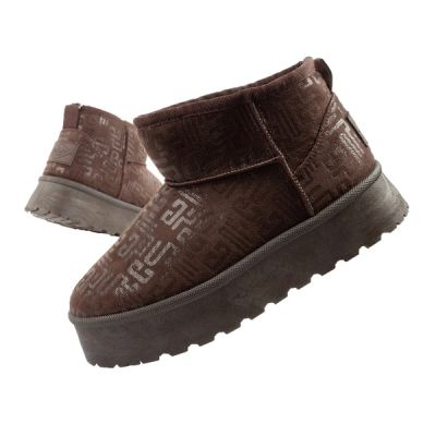 Lee Cooper women's winter snow boots, fashionable fur-lined ankle boots, dark brown