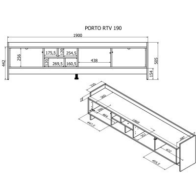 4. PORTO 3D TV cabinet 190x38x50 oak/black