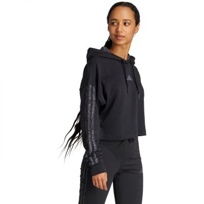 4. adidas Essentials 3 Stripes Print French Terry Hoodie W JC6244
